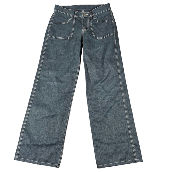 Patagonia Rhythm Hemp Denim Jeans Womens 8 Fits 32x30 Wide Leg Contrast Stitch